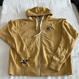 Mustard Yellow Zip-Up Hoodie Sweater - Unbranded